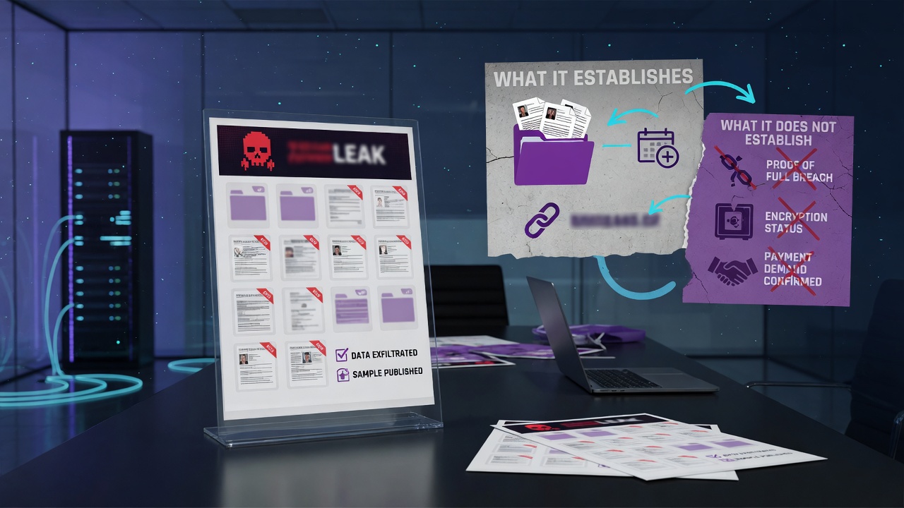 What a Leak-Site Listing Does and Does Not Establish