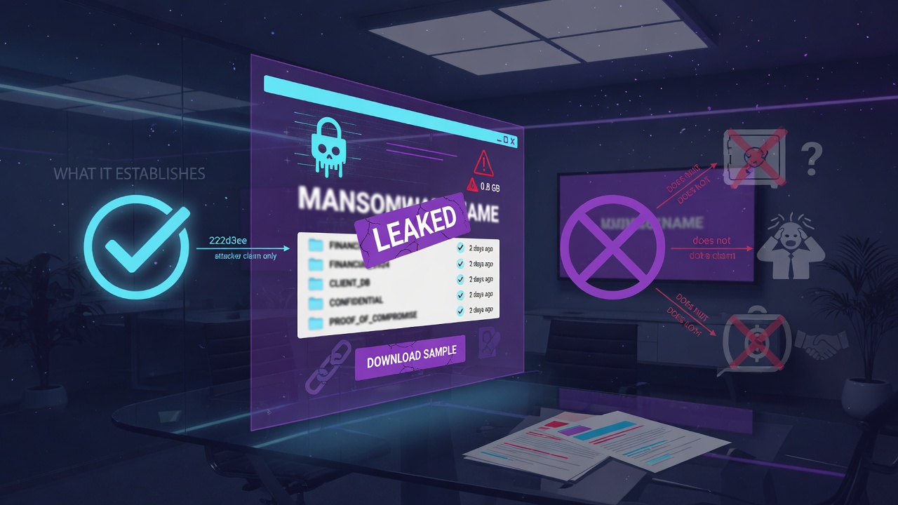What a Ransomware Leak-Site Listing Does and Does Not Establish