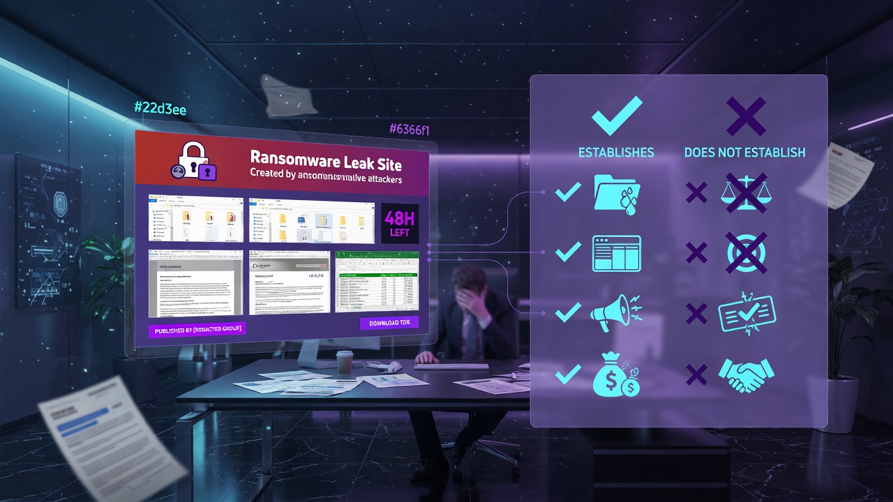 What a Ransomware Leak-Site Listing Does and Does Not Establish