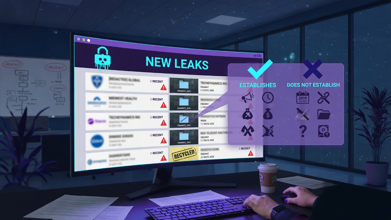 What a Ransomware Leak-Site Listing Does and Does Not Establish