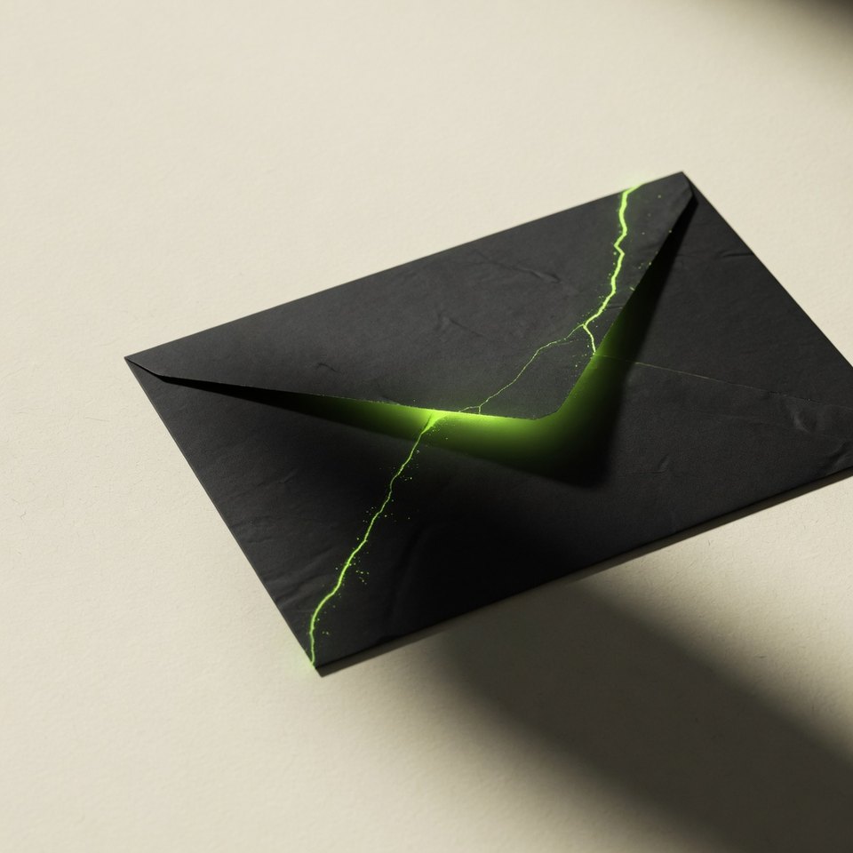 A sealed envelope split open by a thin line of light — a breach leaking your data