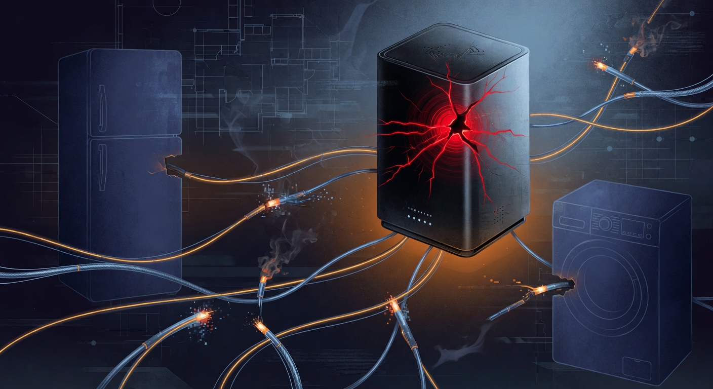 Appliance/factory icon with ransomware lock overlay
