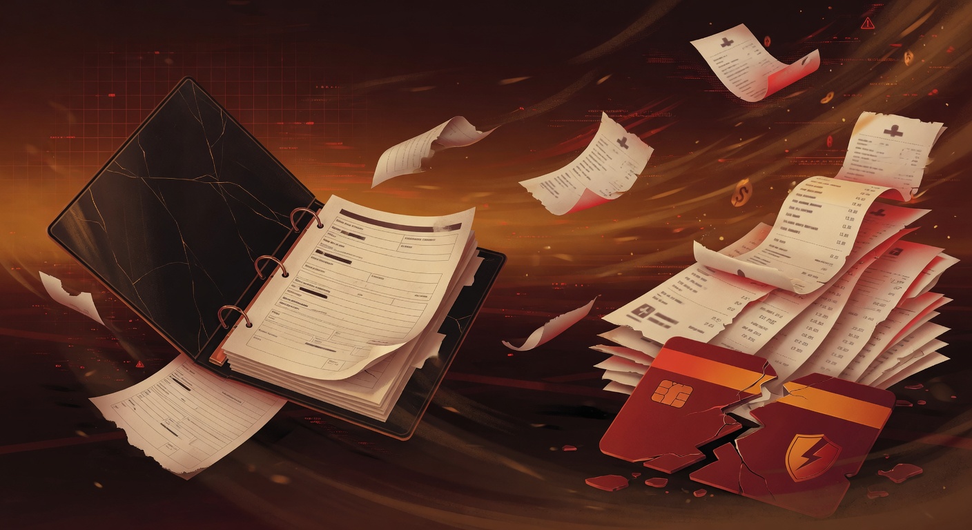 Medical/benefits-records folder with a red breach-warning icon