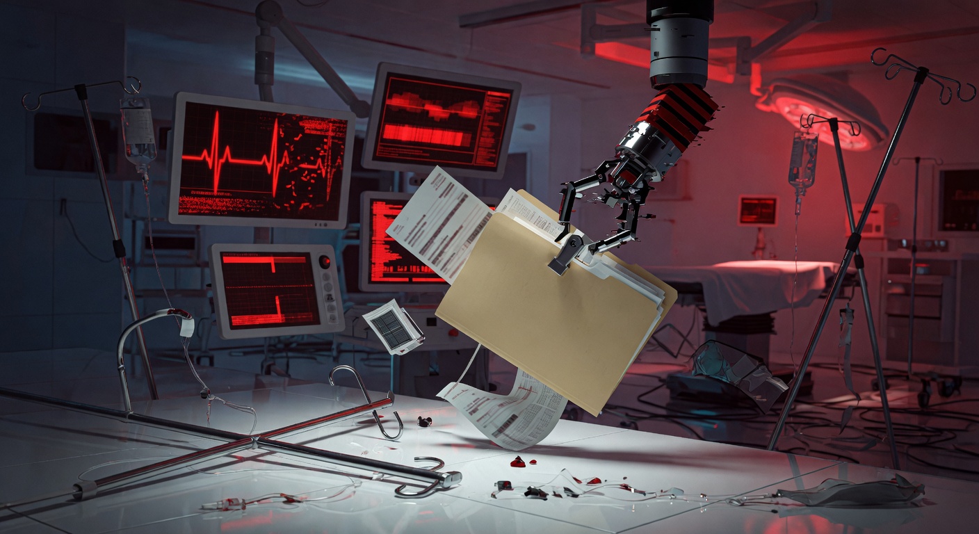 Hospital/medical-equipment illustration with red wiper-attack X overlay